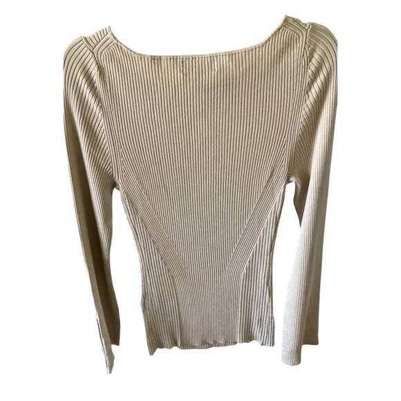 Banana Republic NWOT Sweater Boat Neck Oyster Beige Buttons Detail Large - Picture 2 of 8